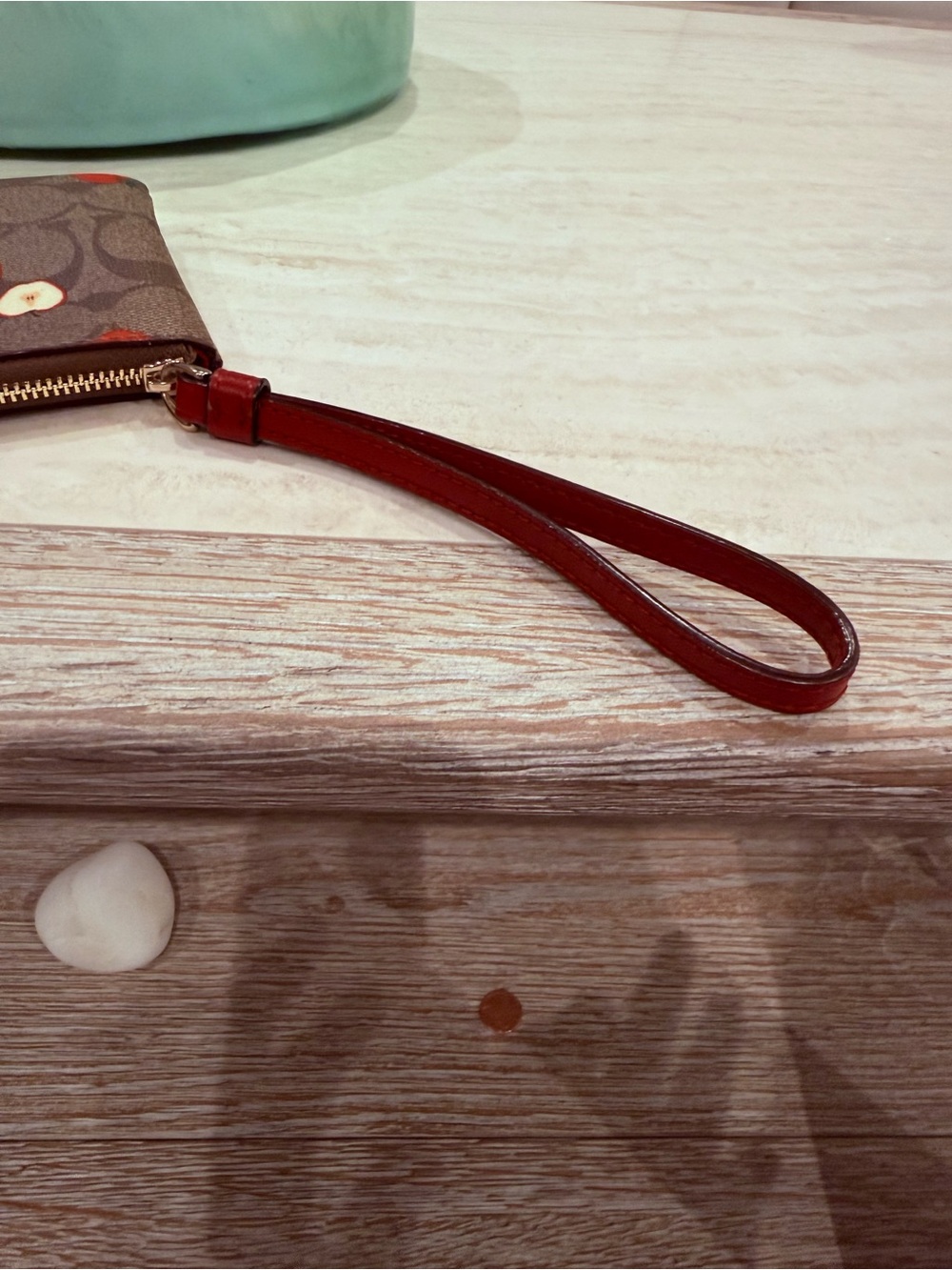 Coach Signature Canvas Wristlet with Red Apple Print - Picture 4 of 6